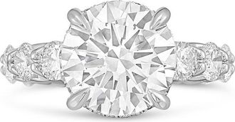 Diana M. Jewels Platinum lab grown 8ct Lab Grown Round Diamond Halo Ring with Diamond Accents