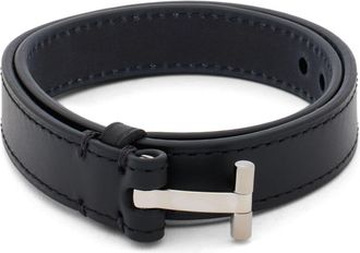 Tom Ford T-hinge leather bracelet - men - Calf Leather/Brass - One Size - Black