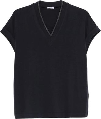 Brunello Cucinelli T-shirt met V-hals - Blauw