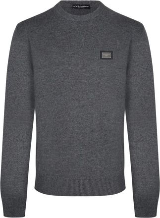 Dolce & Gabbana Grijze Truien - Heren - Ronde hals truien - Grijs - XL - Wol - Truien & Vesten
