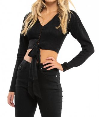 Blue Life Roma V-Neck Long Sleeve Top In Midnight