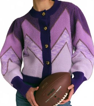 Allison New York Fuzzy Chevron Cardigan In Purple