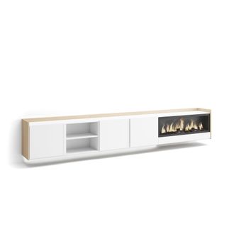 Skraut Home Skraut Home - Mueble Tv, Televisi&oacute;n, Muebles De Sal&oacute;n, Almacenaje, 315x35x50cm, Para Tv Hasta 80, Chimenea El&eacute;ctrica Xxl, Colgado, Suspendido, Led, Es