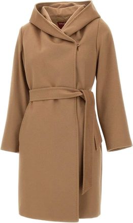 Max Mara Cappotto doppiopetto in lana con cintura - Marrone