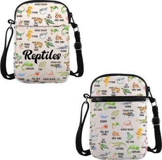 Generic PYOUL Reptile Lover Gift Reptiles Design Crossbody Bag Reptile Pet Carrier Travel Bag Reptile Mom Owner Gift (Reptiles Design CB)