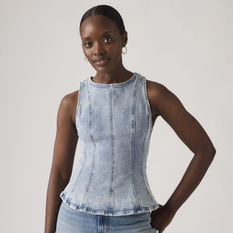Levi's Leighton Peplum Top - Womens - XS - Blue