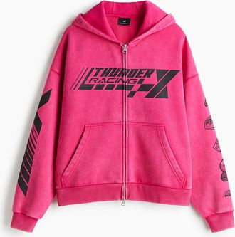 H&M Hoodiejacke in Oversized Fit - Pink