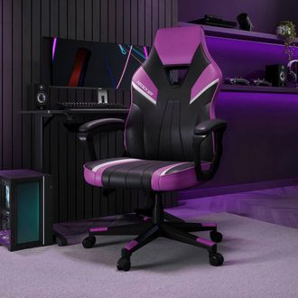 X Rocker Tempest Ergonomic PC Office Gaming Chair with Extra Wide Seat in Purple