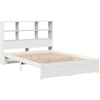 vidaXL Bookcase Bed without Mattress White 160x200cm Solid Wood Pine Vidaxl