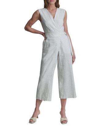 DKNY Striped Linen-Blend Jumpsuit