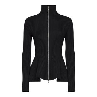 Alaia C&aacute;rdigan Peplum de Lana Acanalada - Knitwear - Mujer - Negro - XS