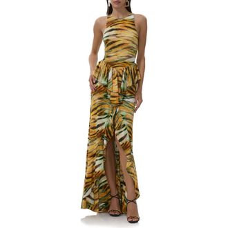 AFRM Bovina Tiger Print Sleeveless Dress in Citron Tiger at Nordstrom Rack, Size X-Small