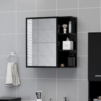 vidaXL Vidaxl - Armario De Espejo De Ba&ntilde;o Contrachapada Negro 62,5x20,5x64 Cm