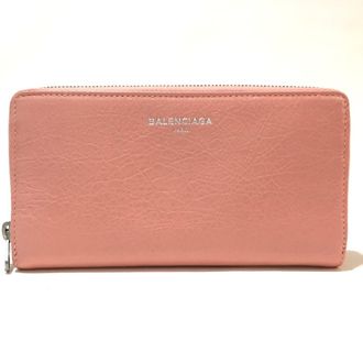 Balenciaga Pink Beige Leather Long Wallet (Bi-Fold) (Pre-Owned)