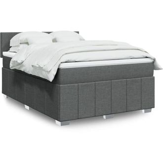 vidaXL Cama Box Spring Con Colch&oacute;n Tela Gris Oscuro 140x200 Cm Vidaxl