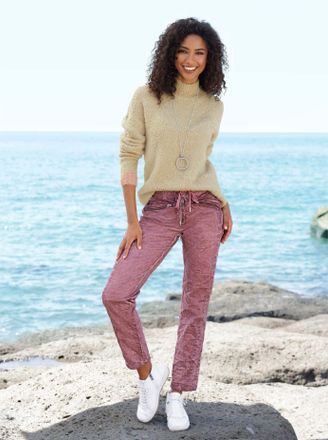 Heine Strickpullover HEINE Pullover, Damen, Gr. 34, beige (beige, meliert), 76% Polyacryl, 12% Polyamid, 10% Wolle, 2% Elasthan, unifarben, Pullover Strickp