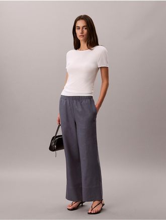 Calvin Klein Jeans Calvin Klein Womens Linen Blend Pants - Blue - XL