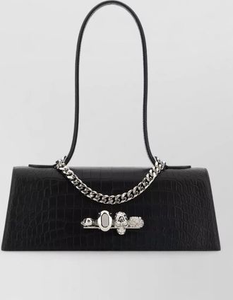 Alexander McQueen leather jewelled shoulder bag chain detail
