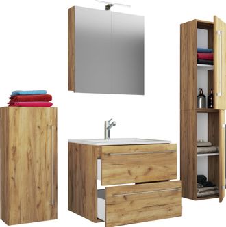 ebuy24 Ebuy24 - Vcm 5pcs Set 1 Lavabo Con Dos Cajones, 1 Gabinete De Espejo, 1 Lavabo, 1 Midischrank, 1 Gabinete Alto Lavabo De Cer&aacute;mica Gabinete Inferior Co