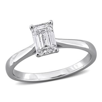 Mimi & Max Created Forever 1ct TGW Marquise or Emerald Cut Lab-Grown Diamond Engagement Ring Sterling Silver