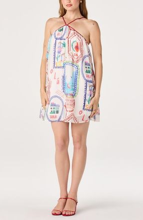 ASTR the Label Marcela Stamp Print Minidress in Stamp Print Multi at Nordstrom, Size X-Large