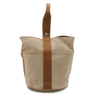 Herm&egrave;s Beige Brown Brown Yellow Toile H Handbag Tote Bag (Pre-Owned)