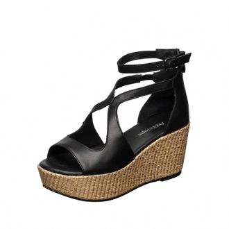 Antelope Womens H52 Hartlynn Leather Espadrille Sandals In Black
