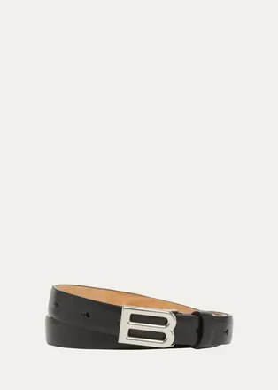 Balenciaga Mens Bolero B-Buckle Leather Belt