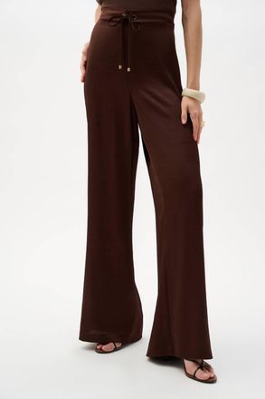 Joseph Ribkoff Crushed Satin Wide Leg Pant In Mahogany