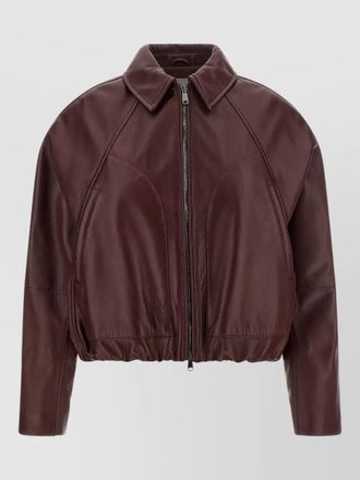 Brunello Cucinelli nappa leather panelled cropped single-breasted coat