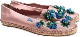 Dior Blush Pink Floral Embellished Espadrilles Size 40