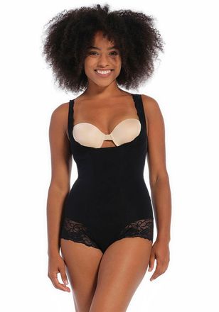 Magic Bodyfashion Shaping-Body MAGIC BODYFASHION Super Control Body, Damen, Gr. XXL, N-Gr, schwarz, Netz, Obermaterial: 85% Polyamid, 15% Elasthan, unifarben, eng, tief