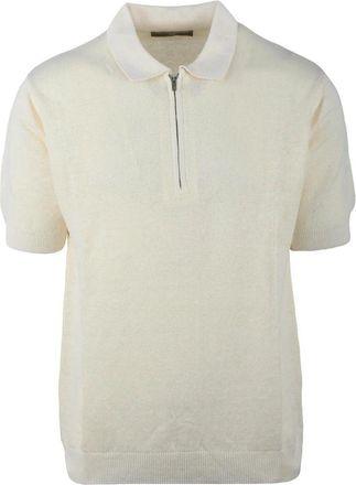 Daniele Fiesoli White Linen Cotton Knit Polo