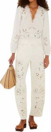 Farm Rio Richelieu Wide Leg Twill Trousers In White