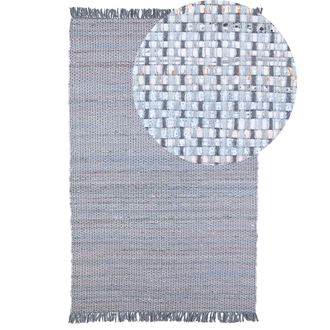 Beliani Alfombra Gris De Algod&oacute;n 140 X 200 Cm Rectangular Hecha A Mano Estilo Boho Ecl&eacute;ctico Besni