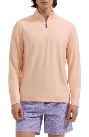 Bugatchi M&eacute;lange Quarter Zip Pullover in Peach at Nordstrom, Size Xx-Large