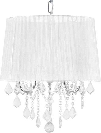 Beliani L&aacute;mpara De Techo Blanca 110 Cm 3 Luces Pantalla Tambor Evans