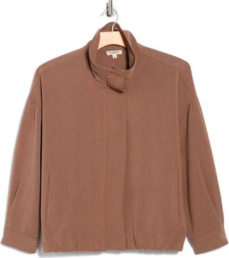 Max Studio Bubble Hem Bomber Jacket in Mushroom at Nordstrom Rack, Size 1 X