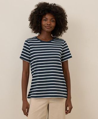 Pact Organic Cotton Softspun Crew Neck Tee in Monterey Stripe at Nordstrom, Size X-Small