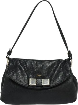 Chlo&eacute; Lily Shoulder Bag Leather Black Leather Handbag (Pre-Owned)