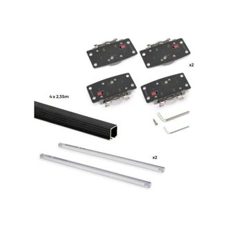 Emuca Kit De Herrajes Para Armario 2 Puertas Correderas Y Cierre Suave Flow2 Con Carriles Encastrados 2.35m, Tableros No Incluidos, Pintado Negro - Emuca