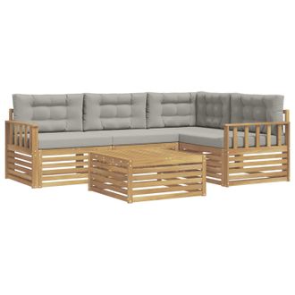 vidaXL Conjunto De Sof&aacute;s De Exterior 6 Pcs Blanco Y Gris Claro Vidaxl