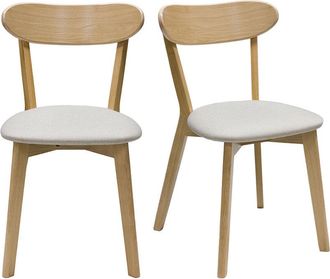 Miliboo Set De 2 Sillas Vintage De Madera De Roble Claro Y Tela Beige Dove