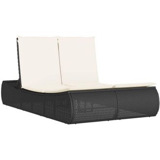 vidaXL Vidaxl - Tumbona Doble Con Cojines Rat&aacute;n Sint&eacute;tico Negro