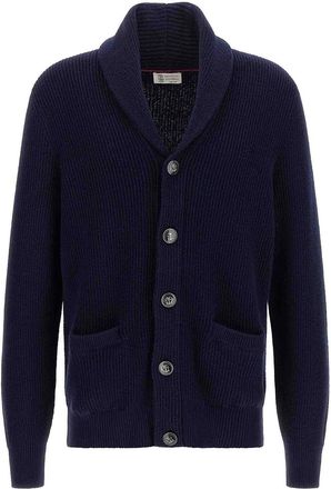 Brunello Cucinelli Blue Malfil Cotton Cardigan