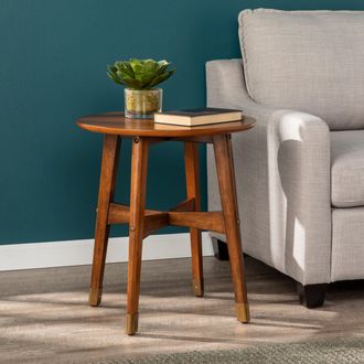 SEI Rhoda Round Midcentury Modern End Table