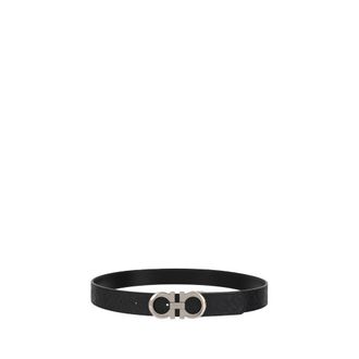 Ferragamo Gancini Buckle Calf Leather Belt - Black