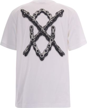 Daily Paper Clothing Mens T-Shirt Chain Shield White Cotton T-Shirts And Polos