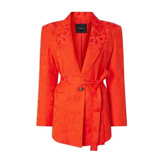 Pinko Floral Belted Blazer - female - PINKO - Blazers - Orange - S - Jackets
