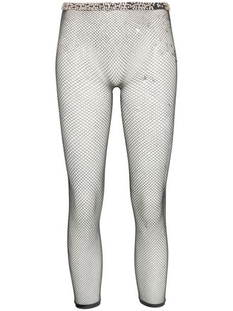 Maison Margiela rhinestone-embellished mesh leggings - Black